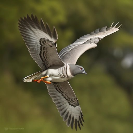 Wood pigeon evading goshawk attack