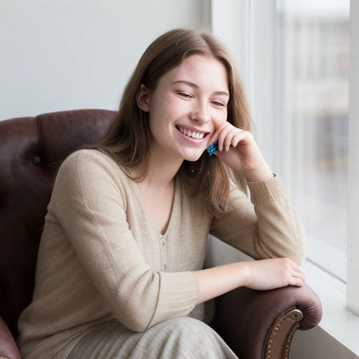 A person sipping ginger beer, looking relaxed