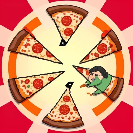 Satirical cartoon of EU officials cutting pizza