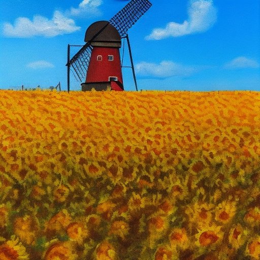 The Windmill in a field of sunflowers