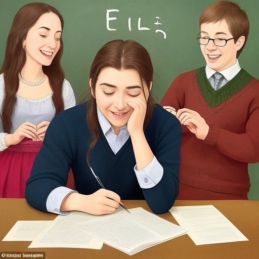 Frustrated person trying to spell a word that violates the false grammar rule