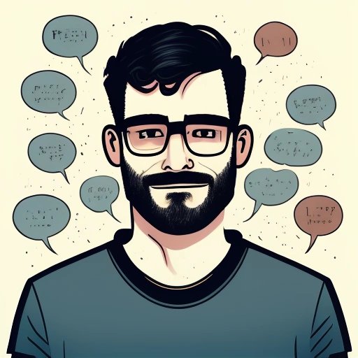 Man with speech bubbles containing dad jokes