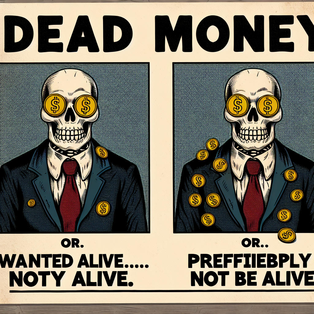 Cartaz de procurado: 'Dinheiro Morto'