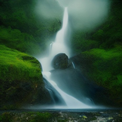 Waterfall in a green forest