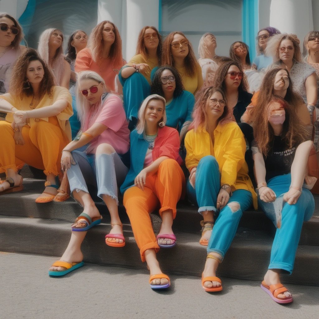 Lesbian women wearing Birkenstock shoes at a protest