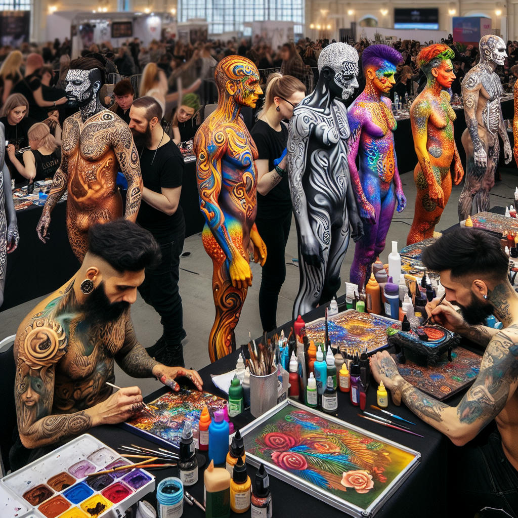 Body paint competition in progress