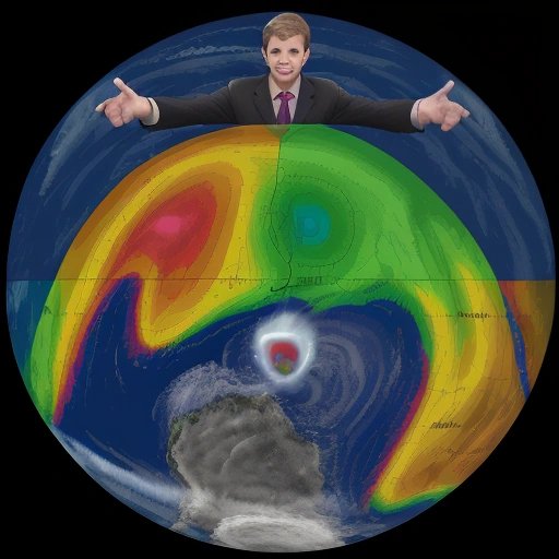 Weatherman pointing to Elsewhere