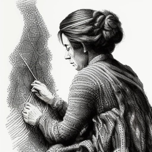 Woman knitting during the French Revolution