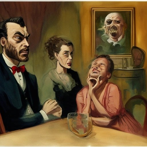 Man holding in a fart with family at dinner