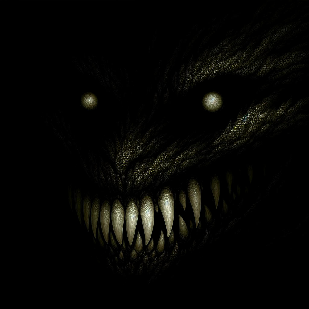An eerie grue lurking in the shadows of the cave
