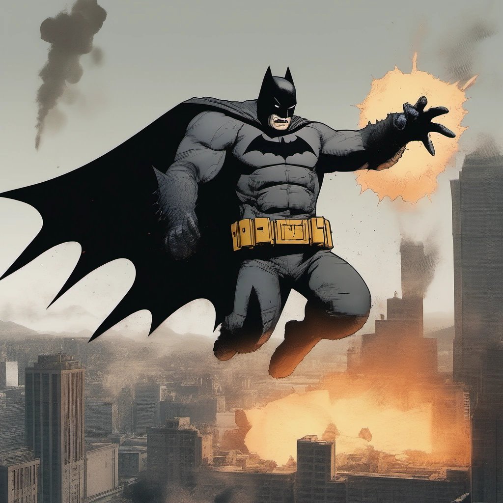 Batman throwing a bat grenade