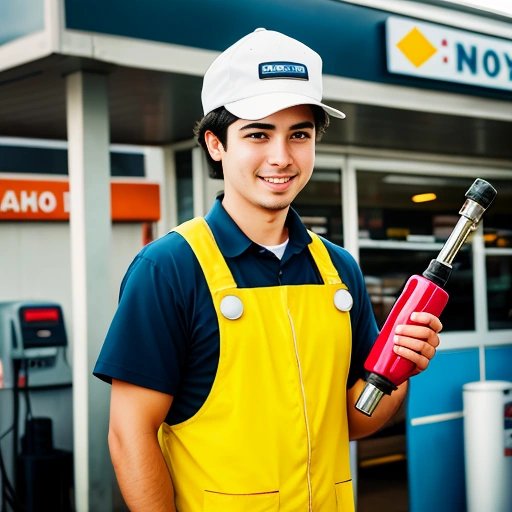 Quirky gas station attendant