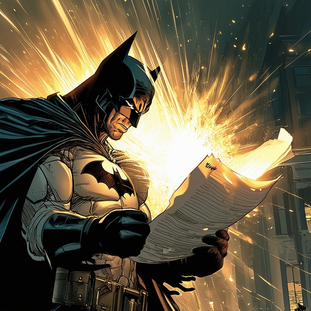 Nikimba blinds Batman with a flash of stock certificates.