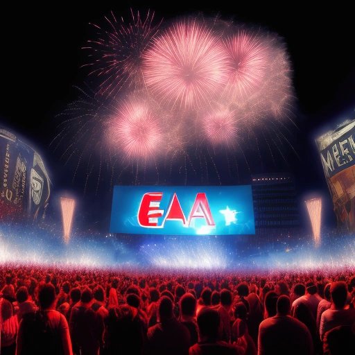 Gamers celebrating in front of EA logo