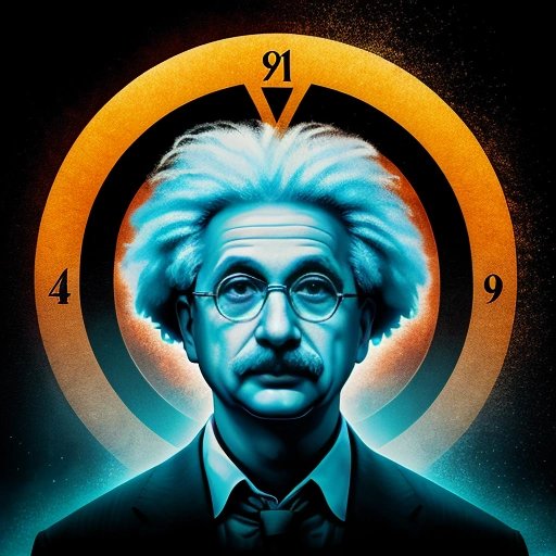Einstein-like figure with the number 7 floating above