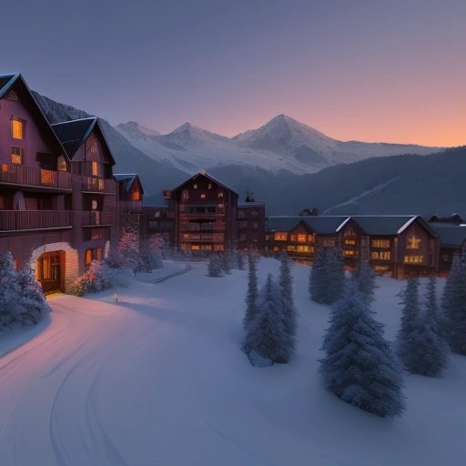 Mountain hotel at twilight