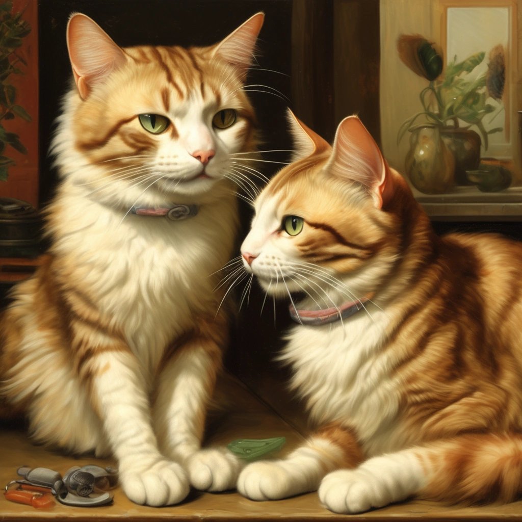 Cats engaging in friendly grooming