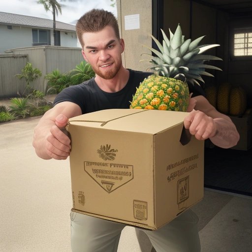 Phil Holding Up a Canister of Pineapples from Hawaii