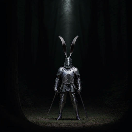 A knight facing the Killer Rabbit