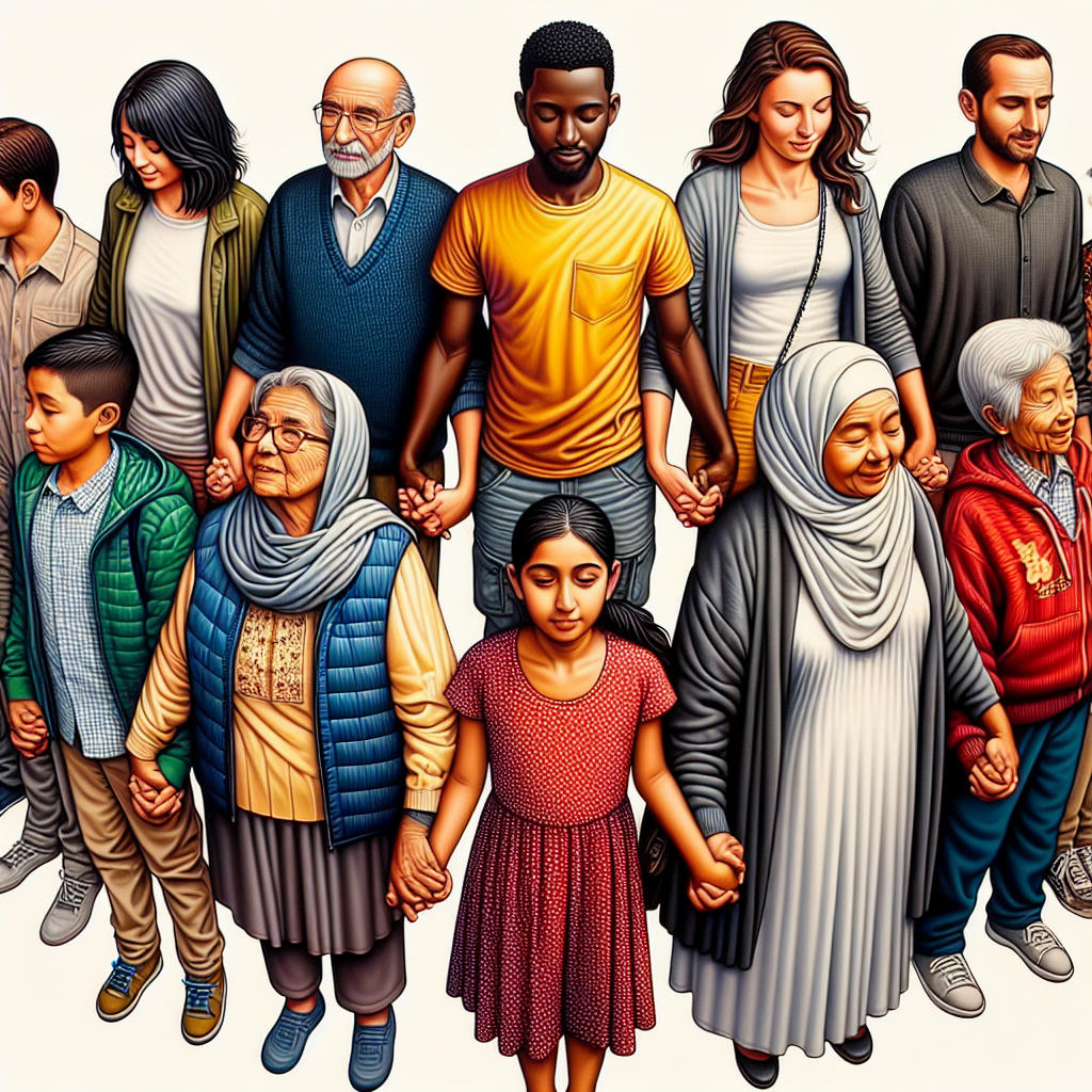 diverse group of people holding hands in unity, high detail, art by midjourney