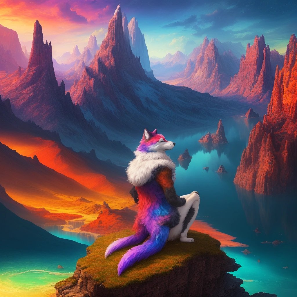 Furry character in a breathtaking landscape
