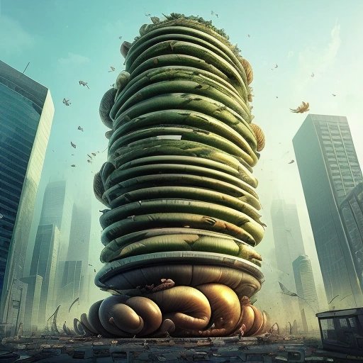Giant snails destroying a city