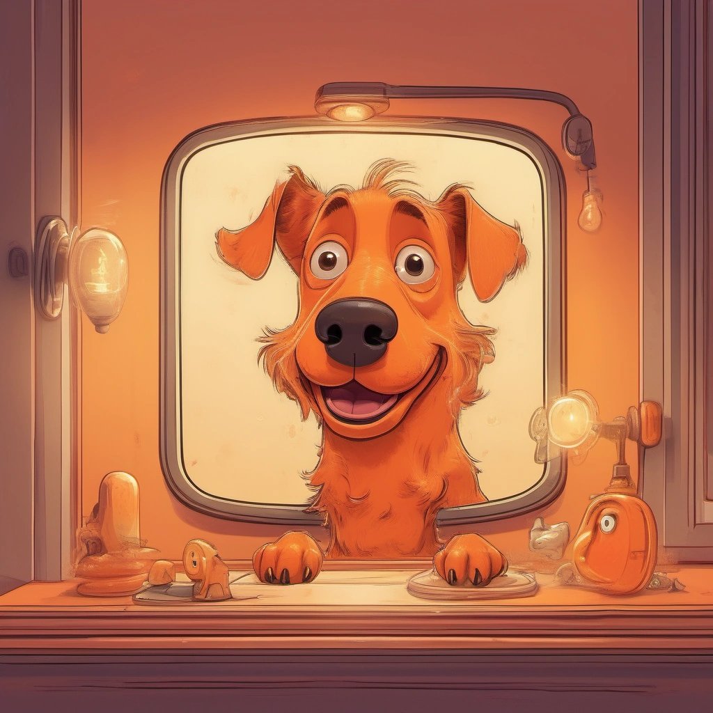 Orange dog Under Fluorescent Light