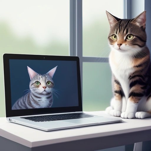 Cat watching a video on a laptop