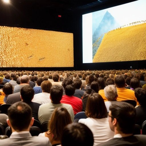 Bees watching a movie on a giant screen