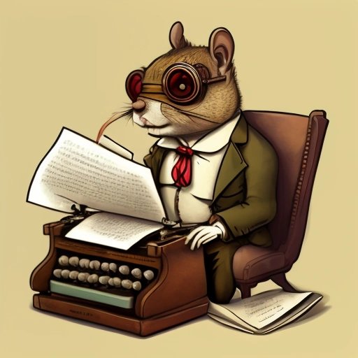 Squirrel working on a typewriter
