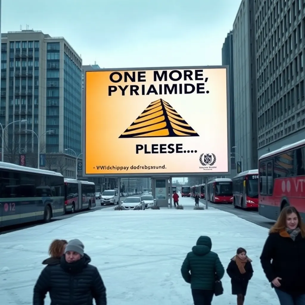 “One more pyramid bro” billboard becomes civic mantra