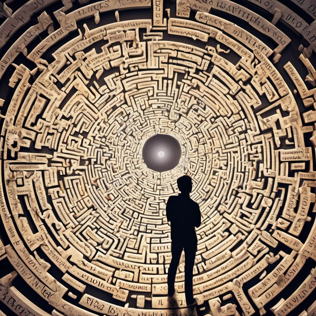 Person navigating word maze
