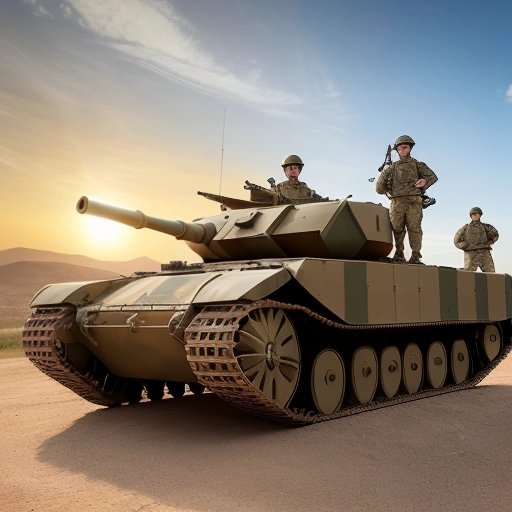 Soldiers posing with their modern-day Trojan Horse tanks