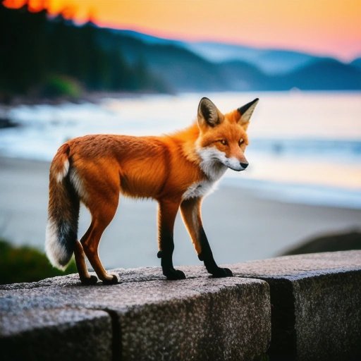 Fox calculating its leap over a dog