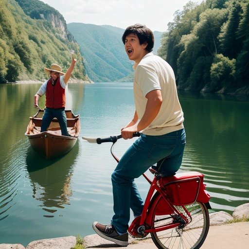 People reacting to the man's unconventional commute