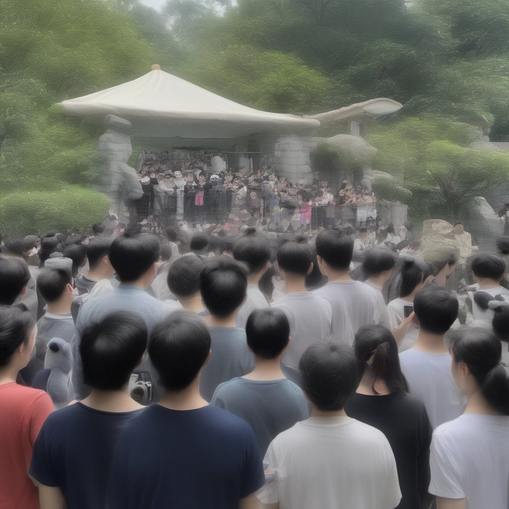 People waiting outside the zoo for the pandas