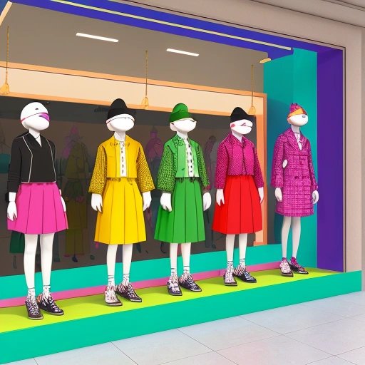 Turtles modeling fashionable outfits in a storefront display