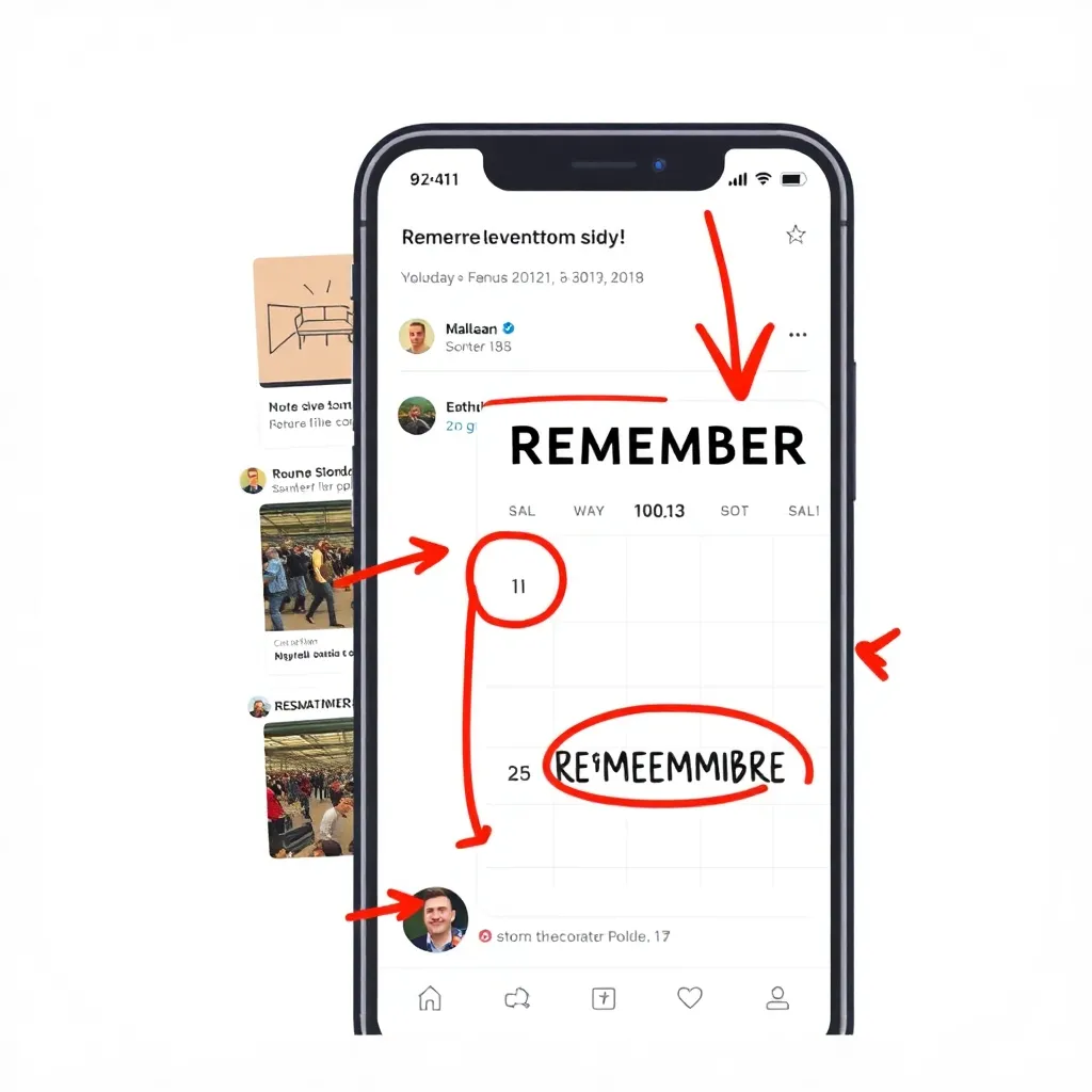 Social media “evidence” collage: empty spaces, angled objects, and the circled calendar