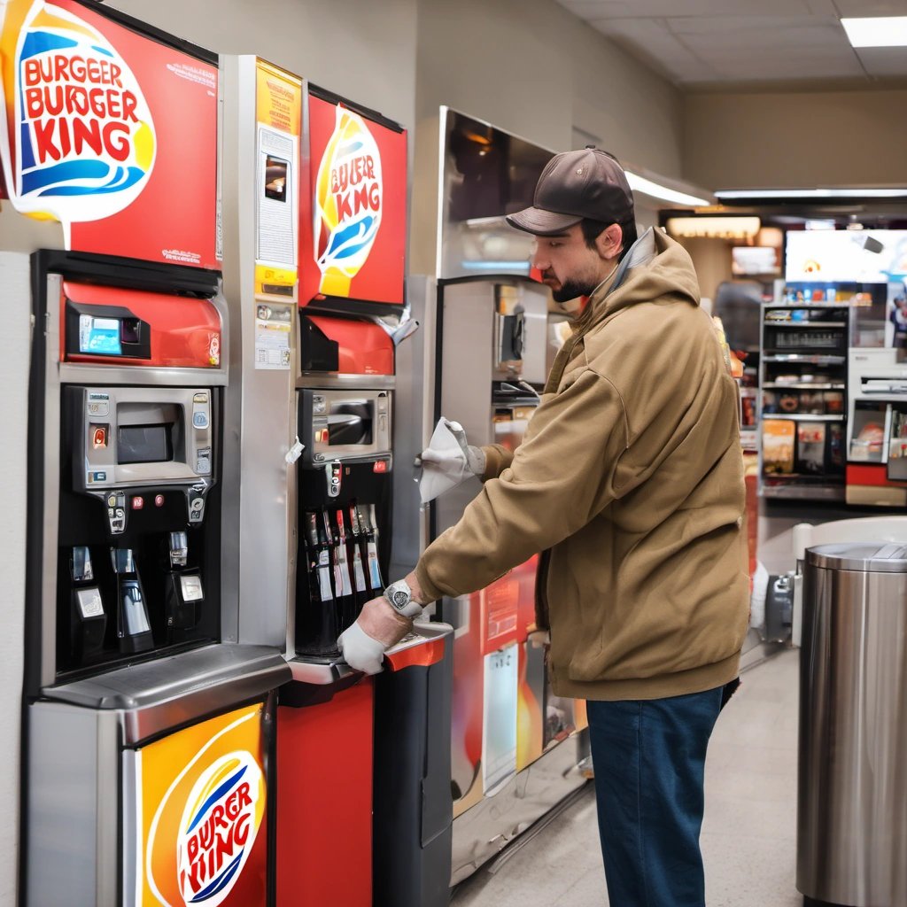 Man with 20-liter container at soda fountain