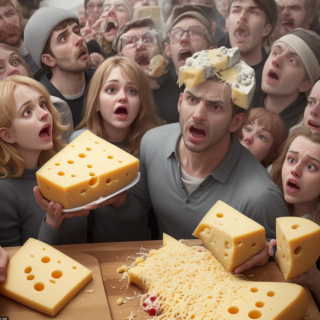 Crowd watching cheese avalanche burying victim