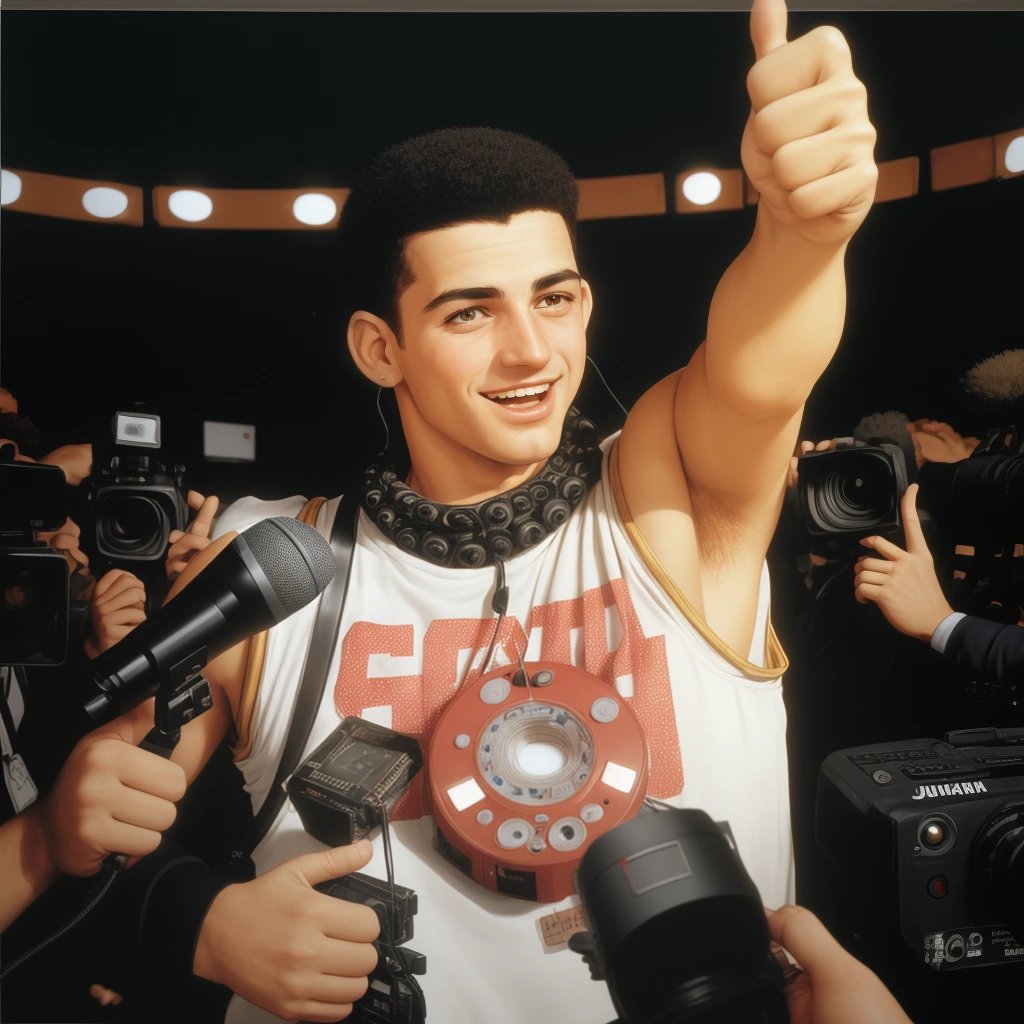 Jordan being interviewed by reporters