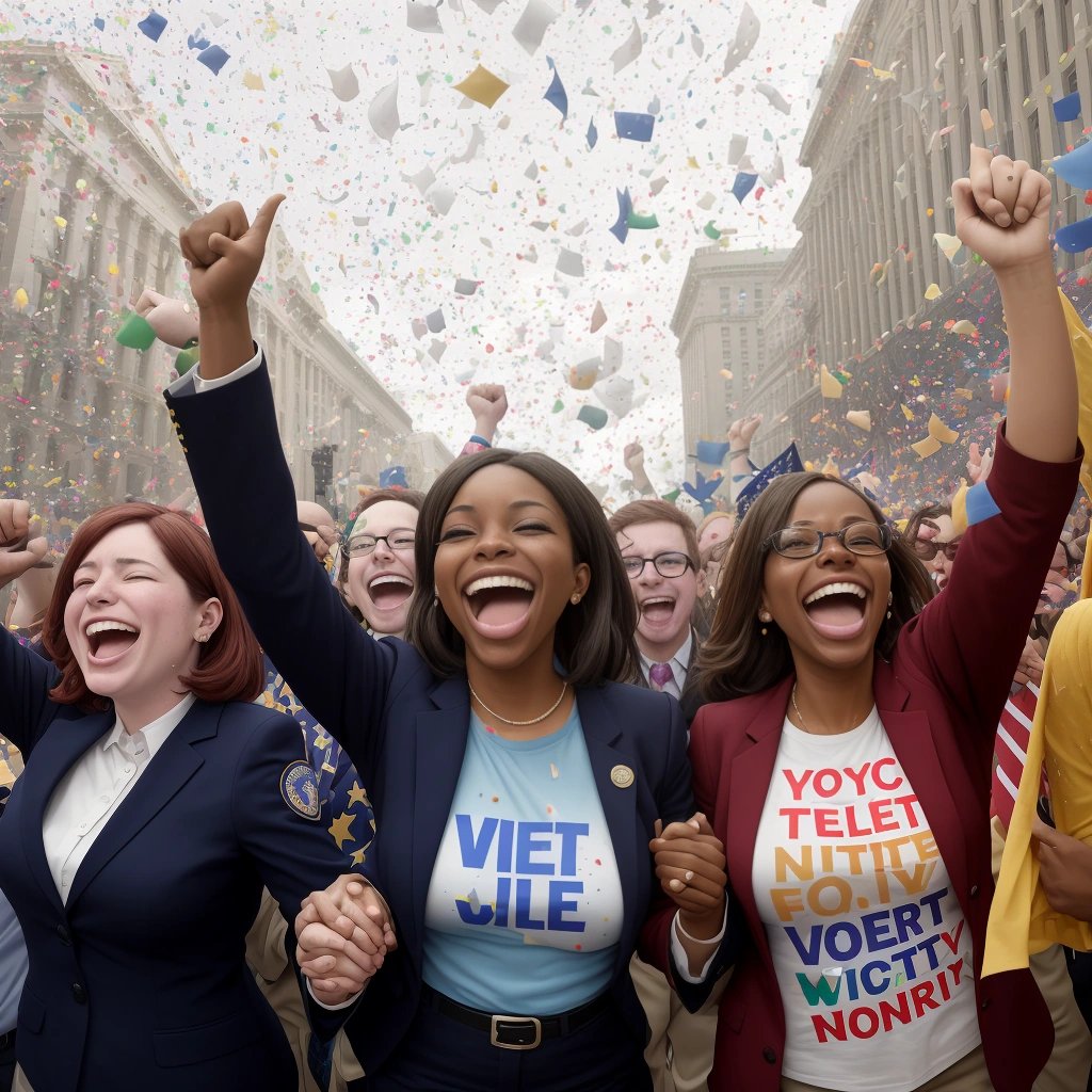 Federal workers celebrating their successful protest