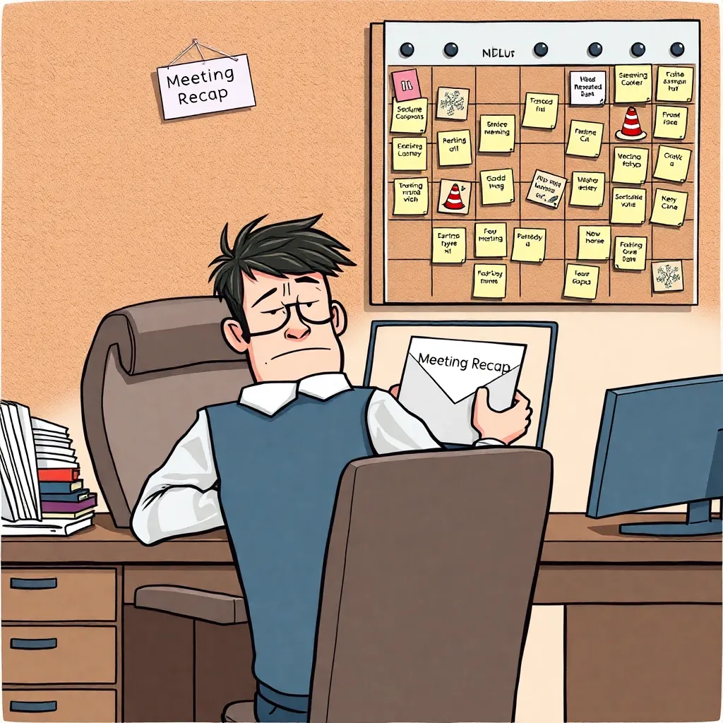 Closing image: “Best meeting is an email” aftermath