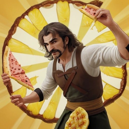 Inigo cutting through the Pineapple Pizza