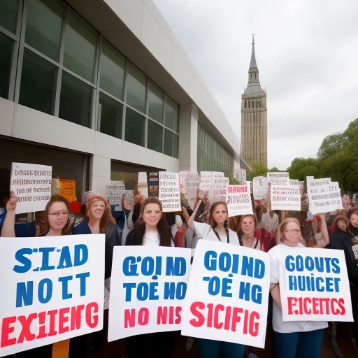 Protestors outside a science lab