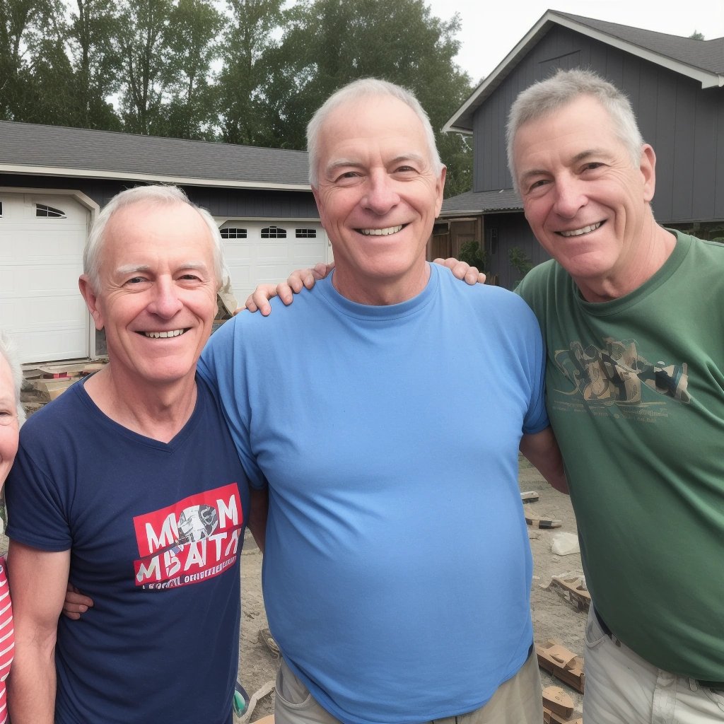 John and his neighbors rebuilding the garage