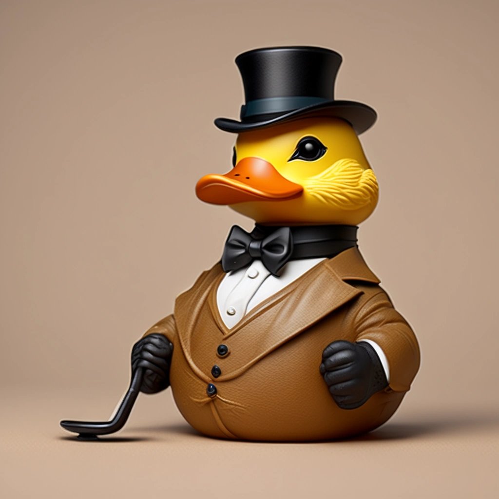 Rubber duck with monocle
