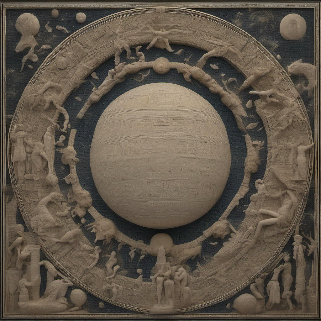 A scene showcasing the role of moon through various ancient mythologies on Earth.