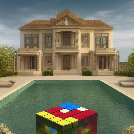 Luxury mansion with Rubik's Cube pool