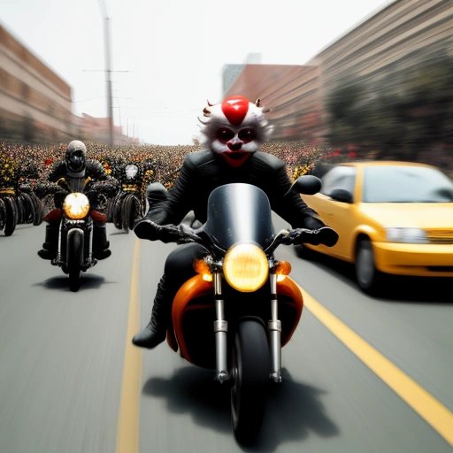 Group of riders honking clown horns
